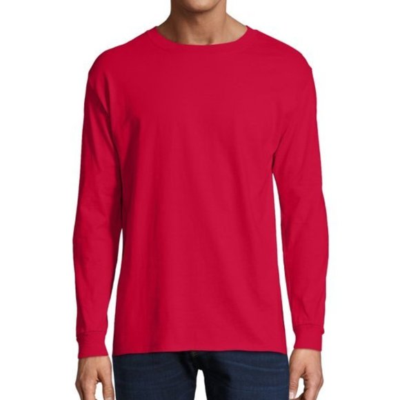 Hanes Essentials Men's 2XL Red Long Sleeve T-Shirt, 100% Cotton blank / plain - Picture 1 of 3